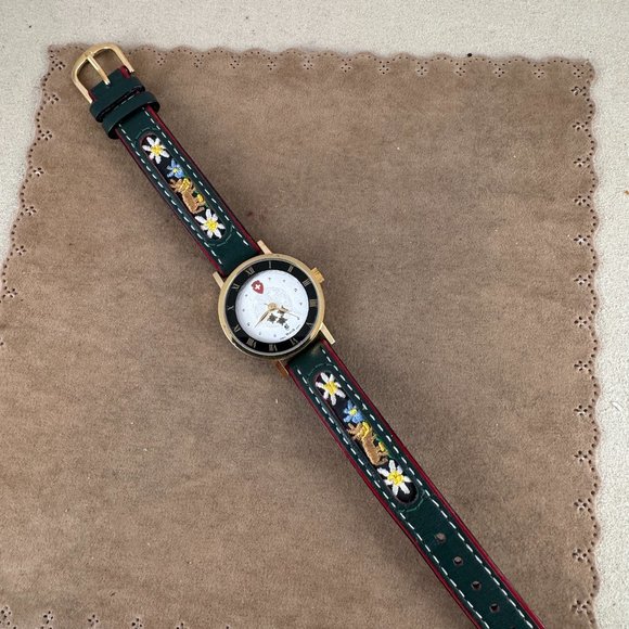 Vintage Swiss Made watch with adjustable embroider Leather Strap Swiss m… - Picture 3 of 10